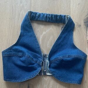 Vici Dark Blue Denim Crop Top